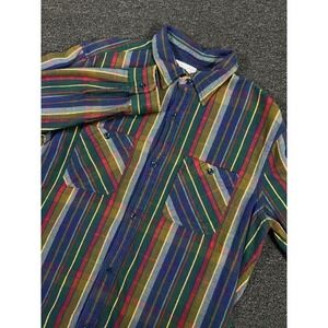 Wallace & Barnes Flannel Shirt Men's Large Colorful Striped Button Front Work